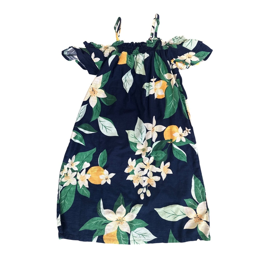 Old‎ Navy Girls Lemon Floral Hawaiian Cotton Dress 10-12 Summer Resort Vacation